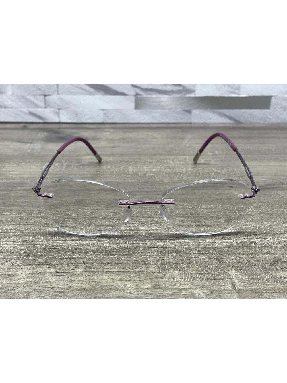 SILHOUETTE 5521 FE 4040 Purple Oval Rimless Eyeglasses 48[]17-135 FRAMES ONLY